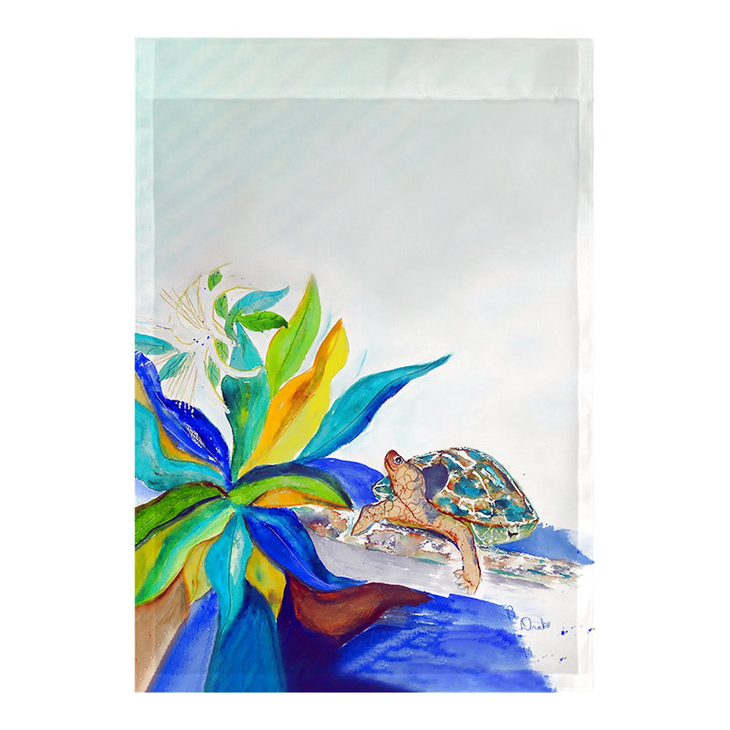 Drapeau de jardin tortue et lis 2 côtés, H 18 po x l 12,5 po