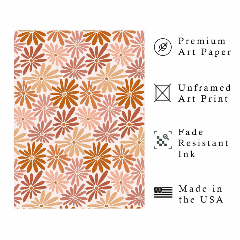 Floral rétro, fleurs VI, rétro, reproduction d'art non encadrée, H 30 po x l 20 po