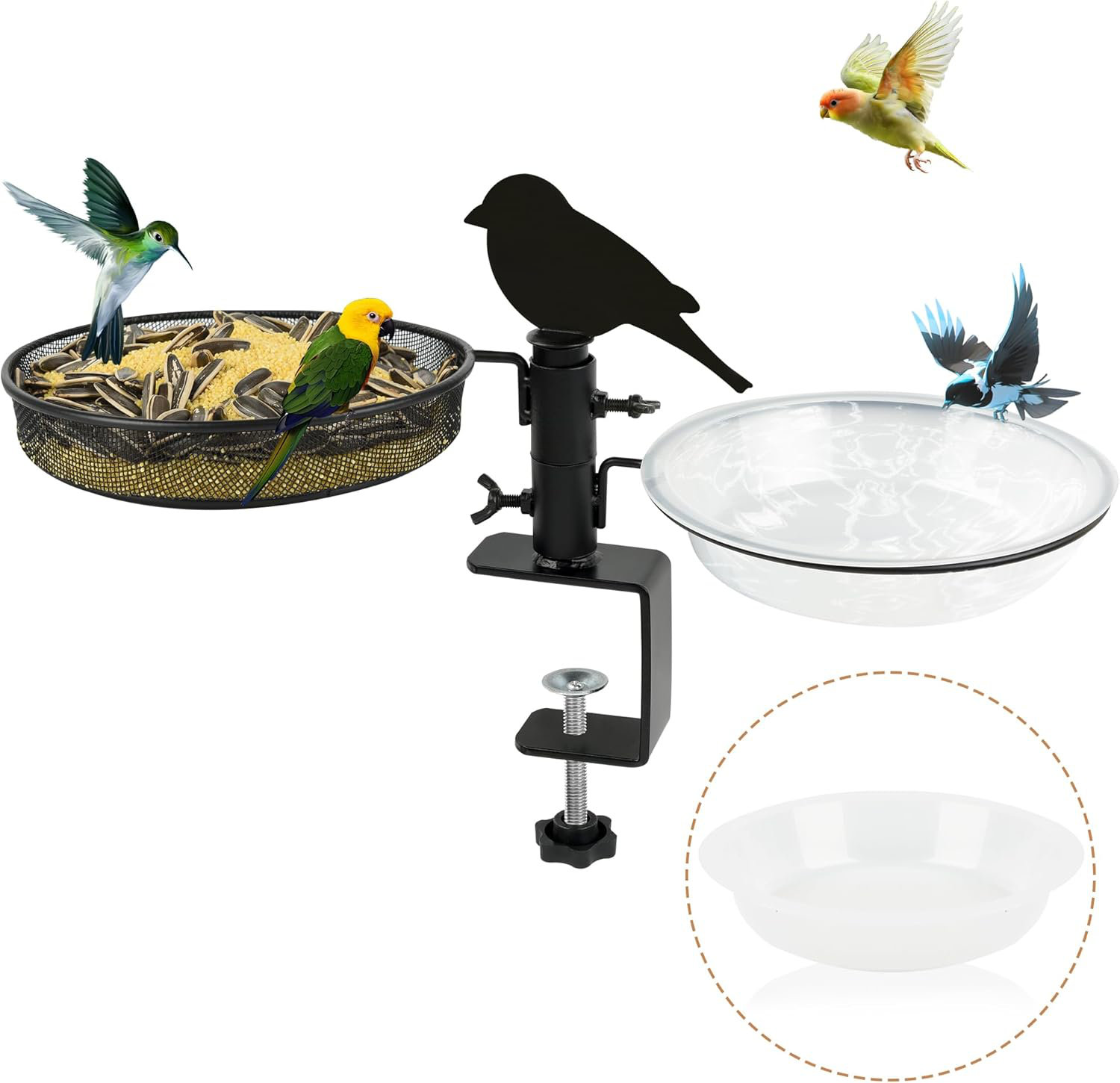 Alnicov Mangeoire à Oiseaux Et Bain 2 En 1 - Support Mural Pour Balcon Et Jardin