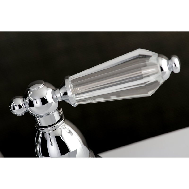 Kingston Brass Wilshire Two-Handle 3-Hole Deck Mount 4" Centerset Bathroom Faucet with Brass Pop-Up, Chrome