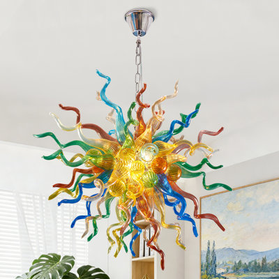 4-light Modern Artistic Hand-blown Glass Sputnik Chandelier