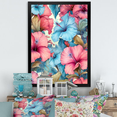«Tropical Floral Hibiscus Beauty», reproduction sur toile encadrée