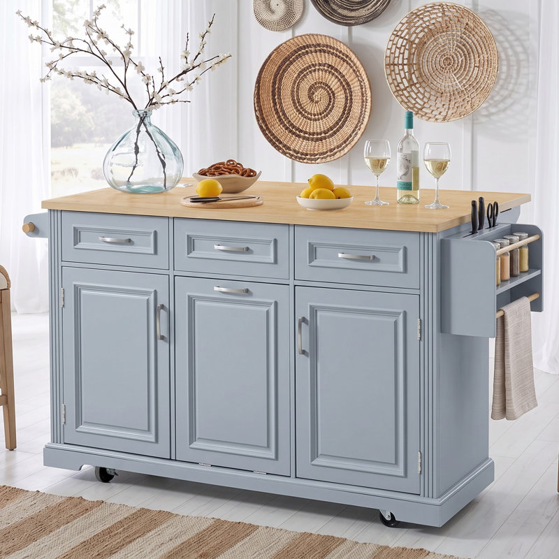 64.57 " W Kitchen Island, Blue