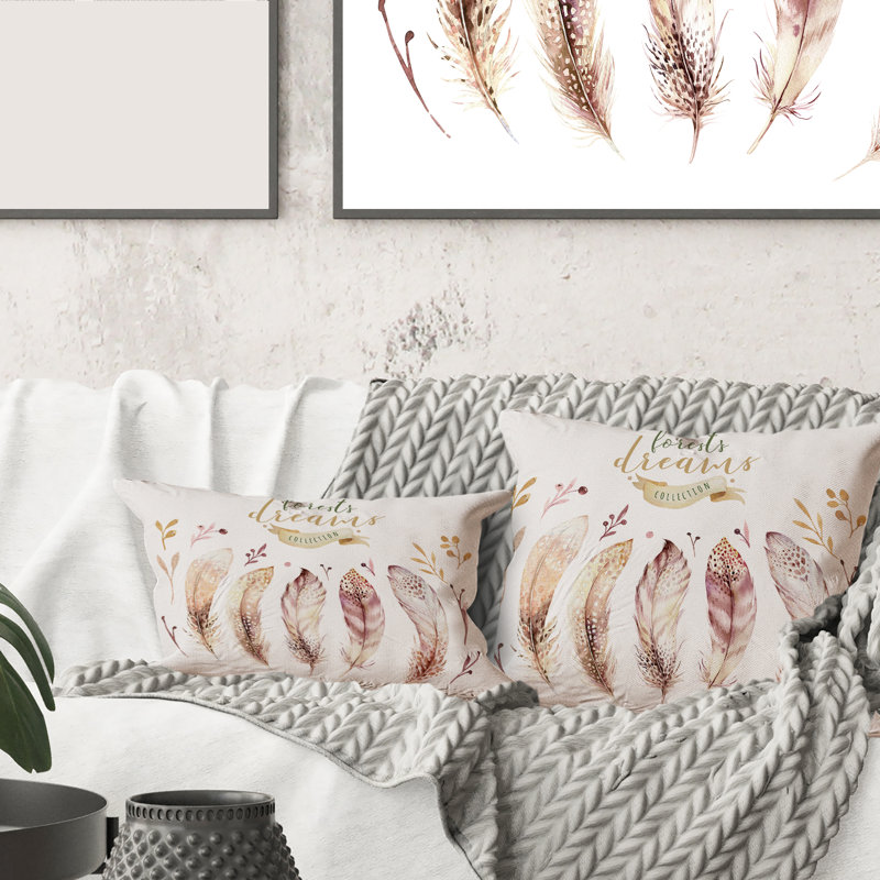 Housse et insert de coussin carré Vibrant Feathers, 18" x 18"