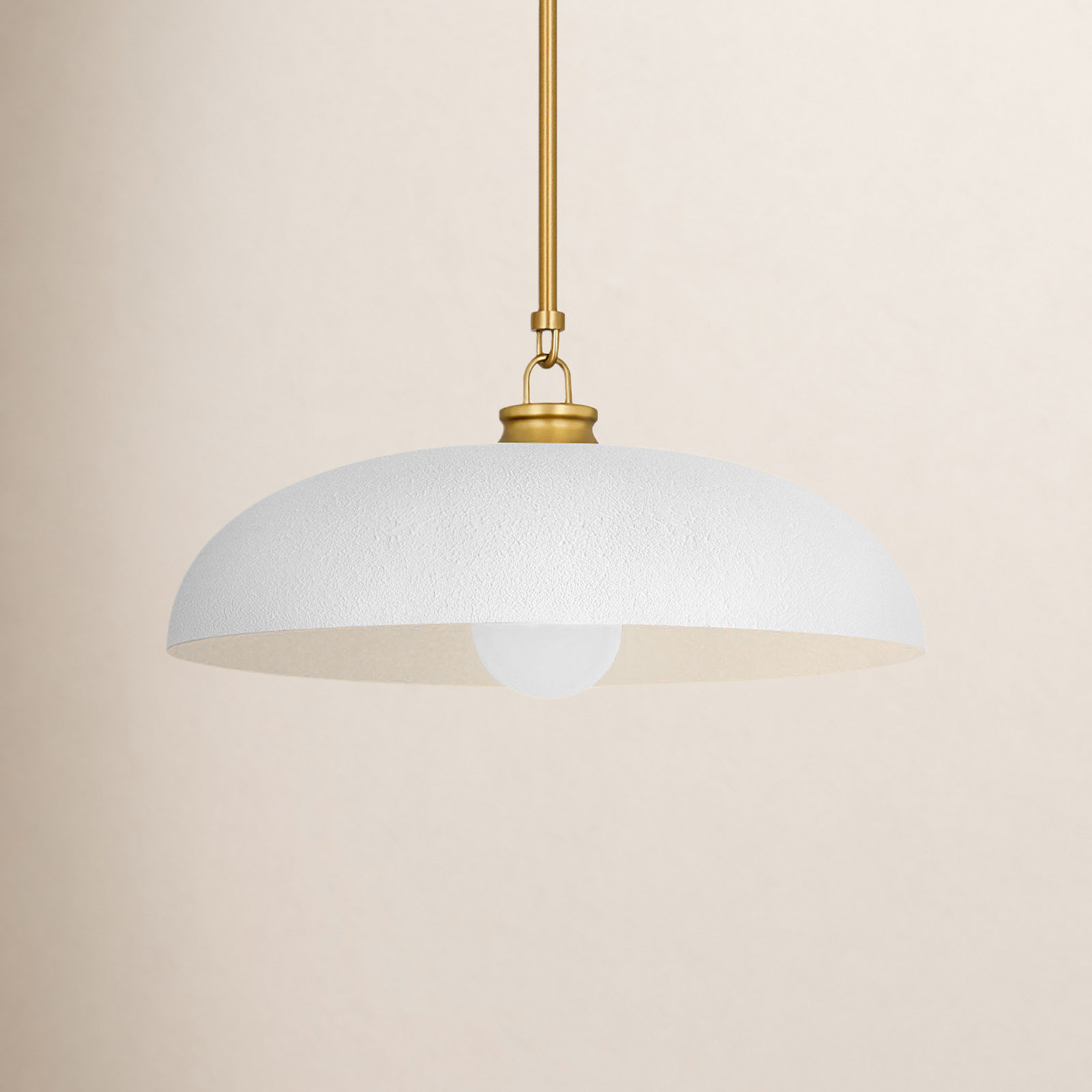 Lysander Dimmable Dome Single Light Pendant, Plaster White