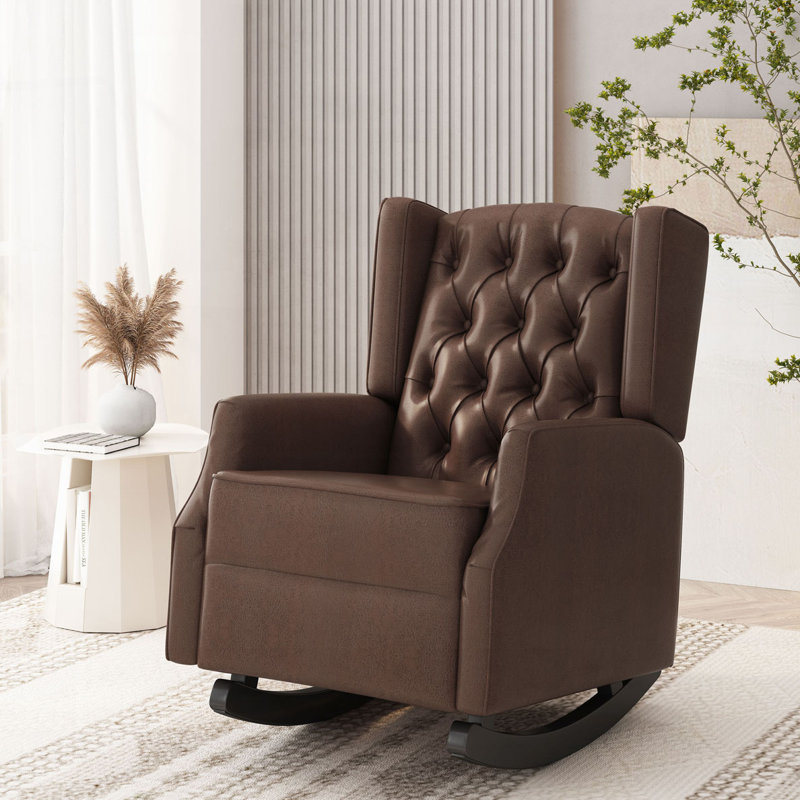 Chaise berçante en similicuir, Brun foncé