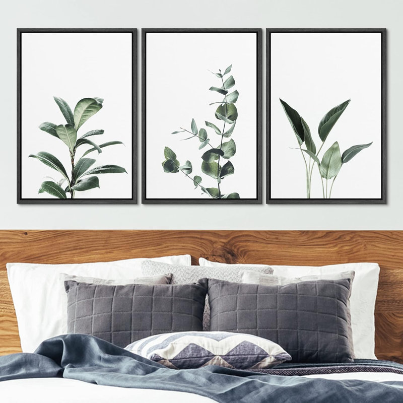 Ensemble de 3 plantes vertes et florales vertes, H 36 po x l 24 po x P 1,5 po, Noir