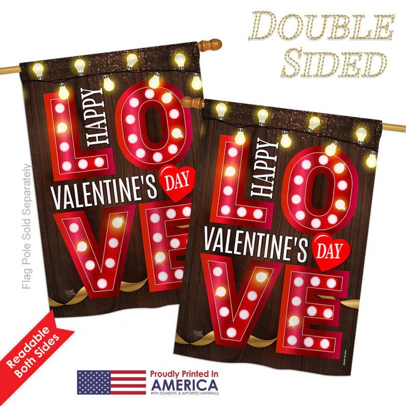 Drapeau de maison en polyester 2,4 x 3,4 pi Lightful Valentine Love