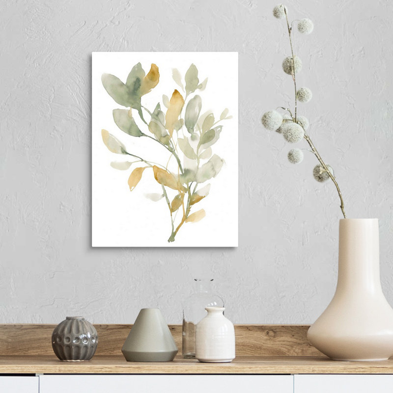 «Sage & Sienna Leaves I», art mural sur toile, Toile tendue, H 16 po x l 12 po