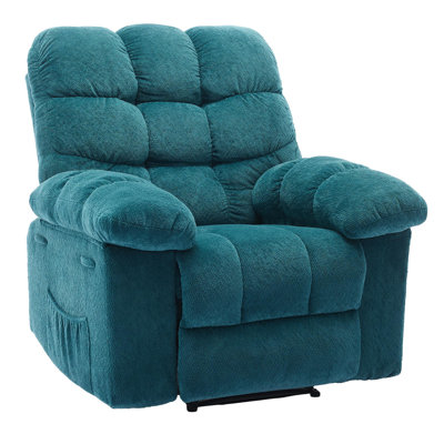 Manual Recliner Chair, Overstuffed Breathable Fabric Reclining Sofa with Side Pocket for Living Room