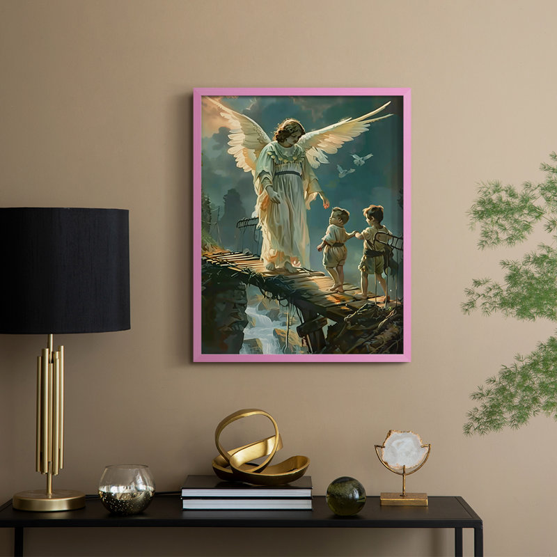 Religious Series CDLI, reproduction encadrée - bois massif, Rose, H 11 po x l 9 po