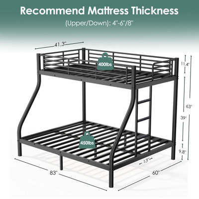 Black Twin XL Over Queen Bunk Bed