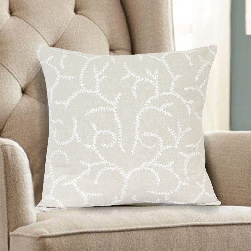 Coussin décoratif beige Nabia, Polyester/ bourre en polyester, Beige
