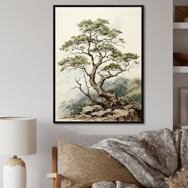 «Forest Redwood Tree Charm V», reproduction sur toile, H 32 po x l 16 po x P 1 po, Cadre flottant noir