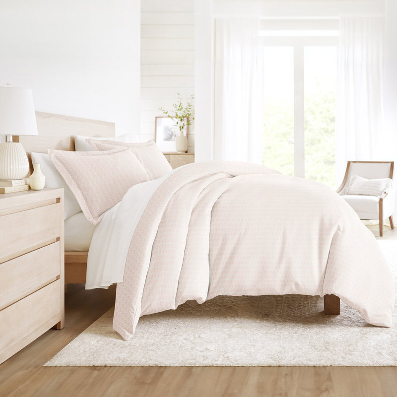 Ensemble de housse de couette en microfibre à motif de literie ultra douce en rose classique
