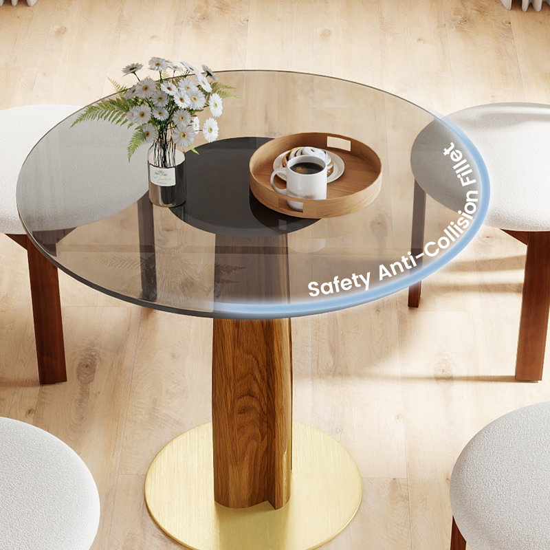 Table de conférence ronde en verre Folkestone