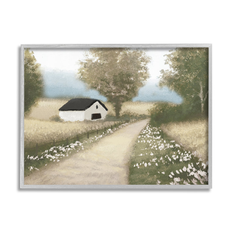 «Subtle Cottage Path» encadré sur bois par Michael Macron, Estampe numérique Farmhouse, H 24 po x l 30 po x P 1,5 po