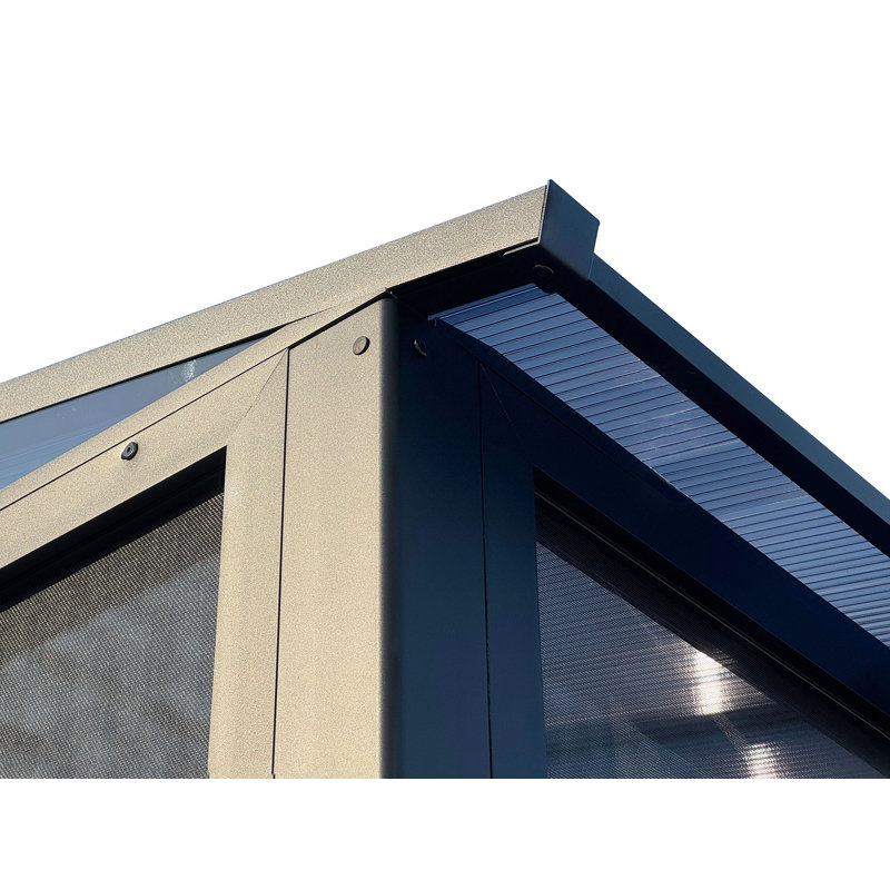 Solarium mural Gazebo Penguin Florence 2,4 m x 4,9 m, toit en polycarbonate noir, Noir