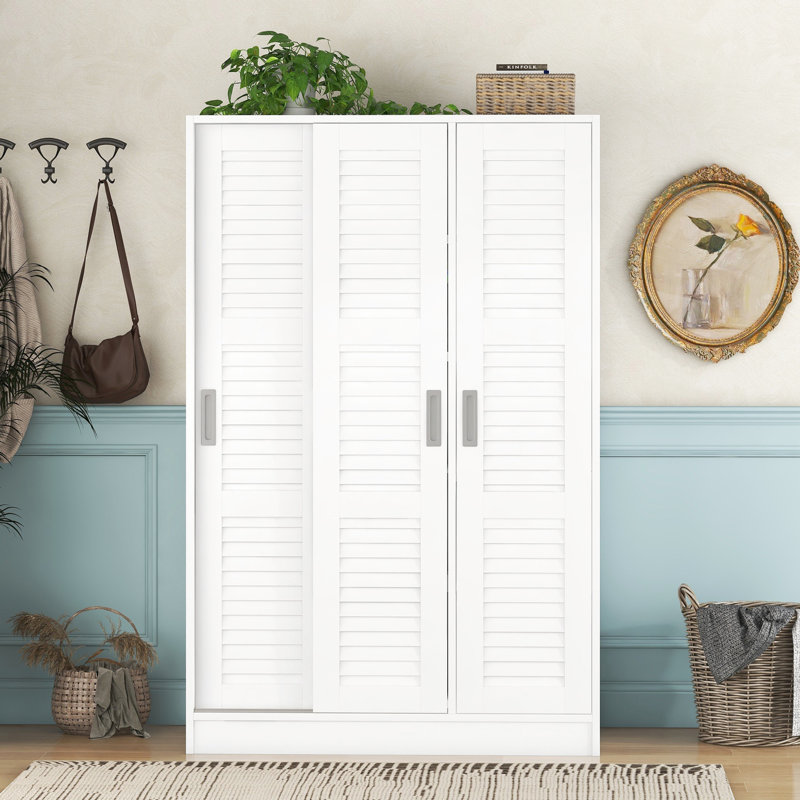 Armoire moderne à 3 portes avec tablettes élégantes, blanc