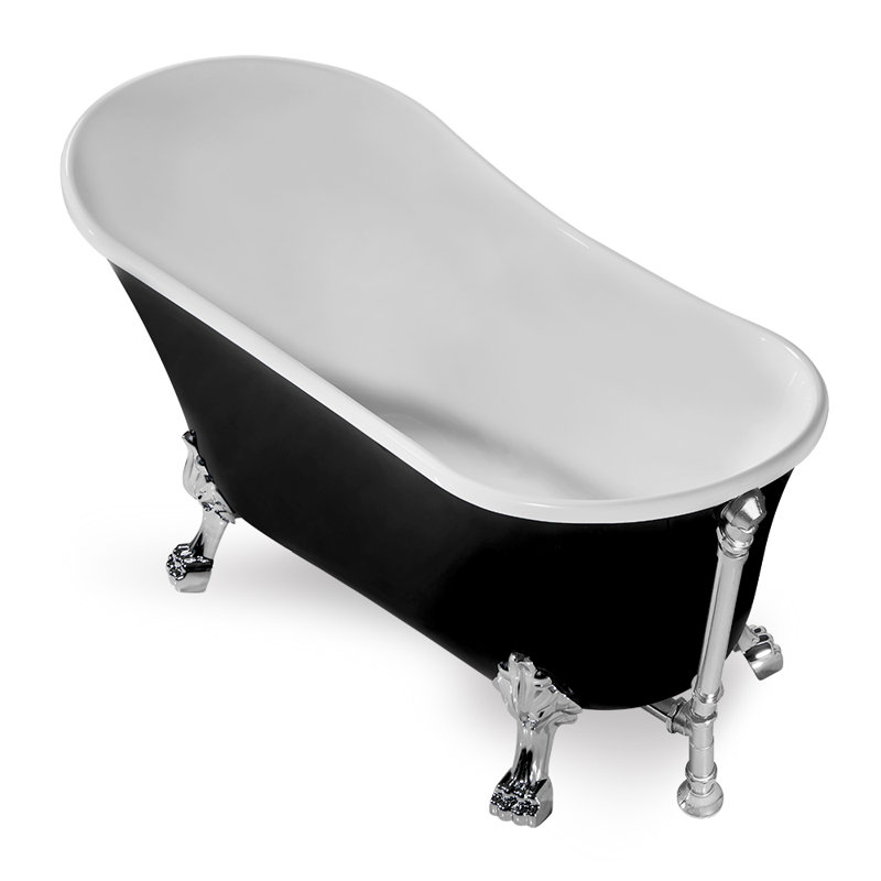 67" Streamline Clawfoot Soaking Acrylic Bathtub, Polished Chrome, Polished Chrome