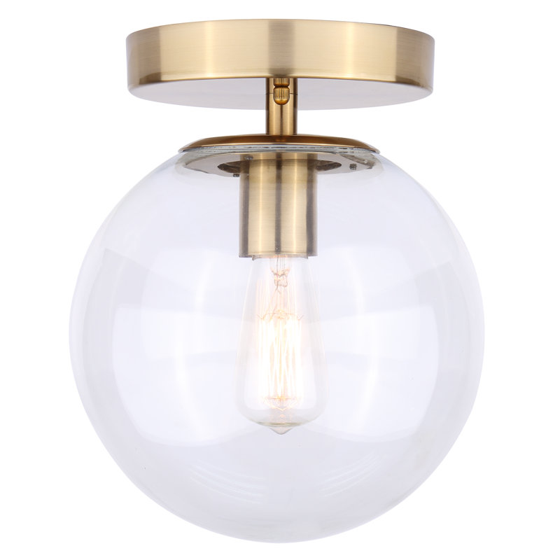 Requin Glass Flush Mount, Clear, Gold