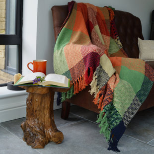 Colourful Check Herringbone Throw Blanket