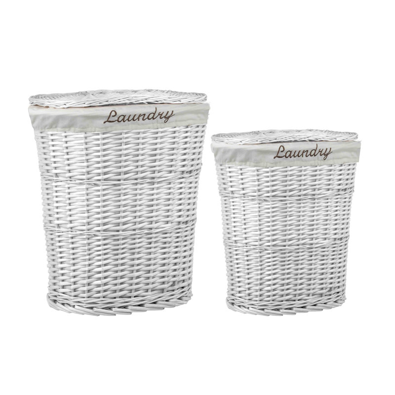 Wicker Laundry Set, White