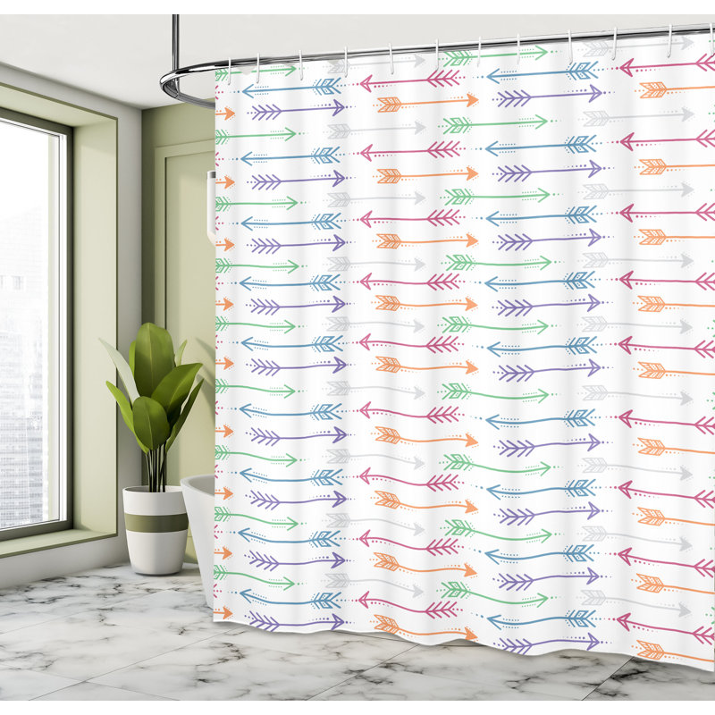 Shower Curtain with Hooks Included, 75" H x 69" W, Fuchsia Blue/Green