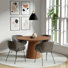 Table de salle à manger 53 po Adara en noyer et 6 fauteuils Ardea gris anthracite