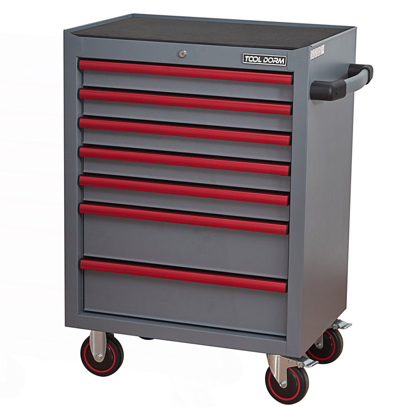 Armoire à outils 7 tiroirs, H 32,34 po x l 26,63 po x P 18,16 po, Bleu / rouge / brun-gris