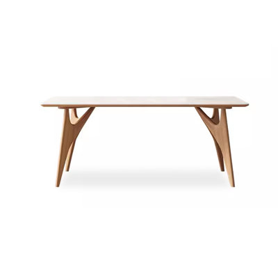 White Rectangular Solid Wood + Sintered Stone tabletop Dining Table