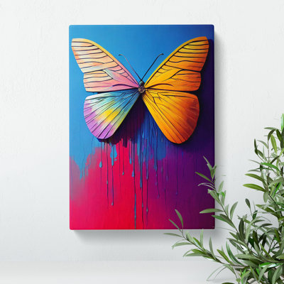 Paint Drip Butterfly No.3 Abstract - Wrapped Canvas Graphic Art