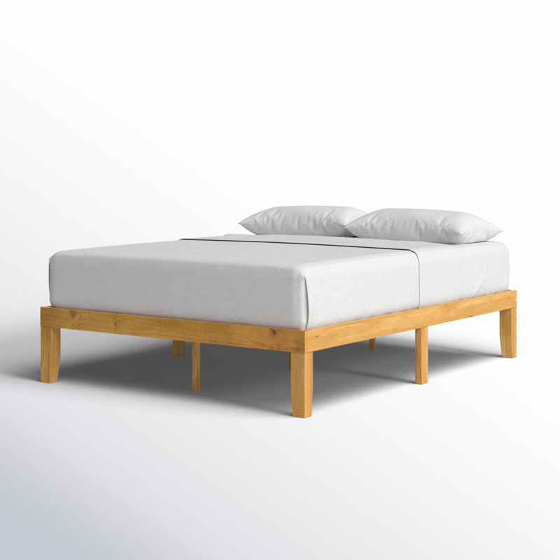 Solid Wood Platform Bed, Queen, Brown