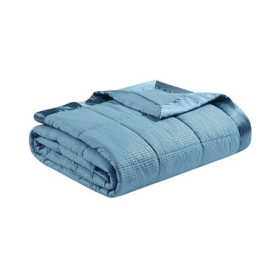 Lightweight Blanket With Satin Trim