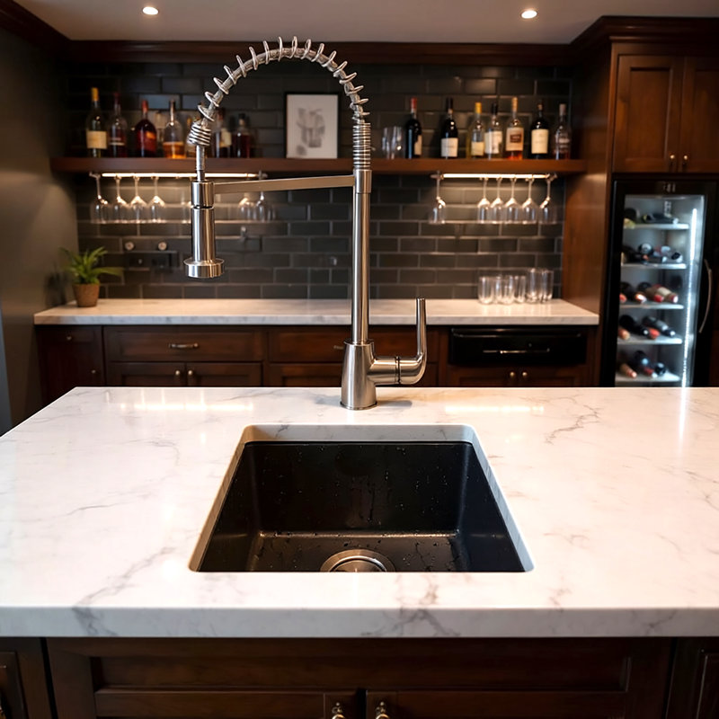 15'' L Single Bowl Granite Kitchen Sink, Matte Black