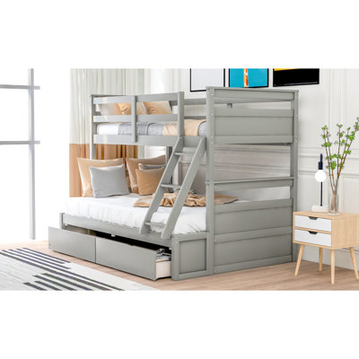 Twin Over Full Bunk Bed In Gray - Fits Different Bed, Gray: Materials For Lasting Use