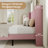 Ribbed Corduroy Platform Bed With Wingback Headboard And Wooden Slats, No Box Spring Needed-1918148477-1918148472