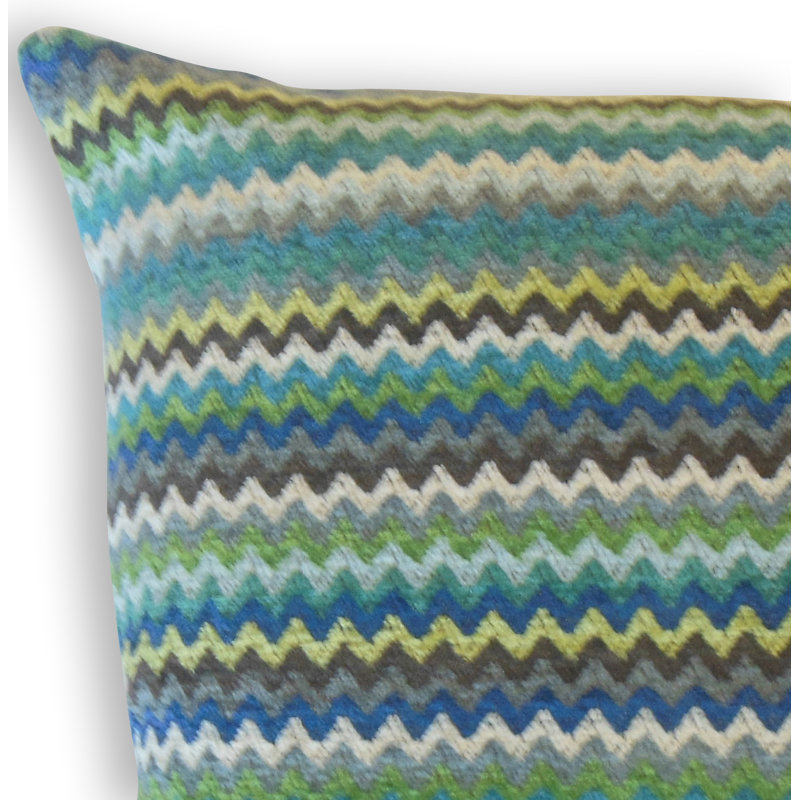 Coussin décoratif en zigzag Taysia, Hauteur (26 po) x largeur (26 po), Verre d'eau