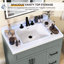 Plan de toilette en surface solide de 76 cm (30 po) de largeur × 56 cm (22 po) de profondeur, avec lavabo central simple intégré, comptoir de salle de bain blanc, dosseret de 9 cm (3,5 po) et 3 trous pré-percés pour robinetterie à entraxe de 20 cm (8 po).