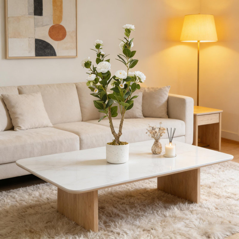 Arbre de camélia artificiel en pot pour le bureau extérieur, 2