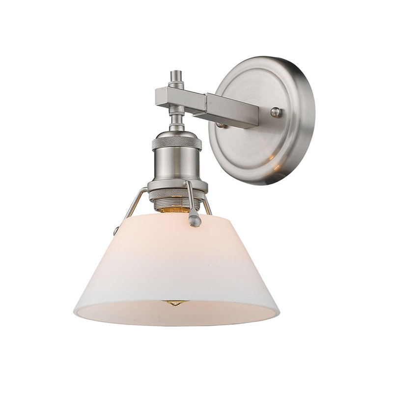 Felda Dimmable Steel Vanity Light, Opal Glass, Pewter, 1 Lights