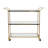 Brass Metal Rolling 3 Shelf Home Bar Cart with Lockable Wheels, 38" x 14" x 31"
