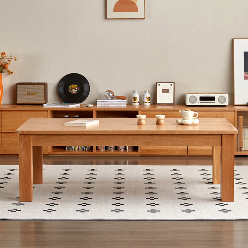Rectangular solid wood coffee table, Burlywood, 17.7" H x 47.2" L x 23.6" W