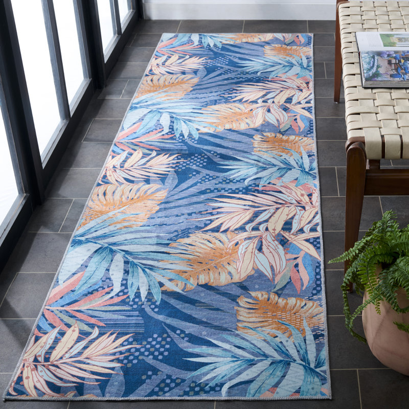 Tapis bleu / bleu clair Malibu 841, Carré 6 pi