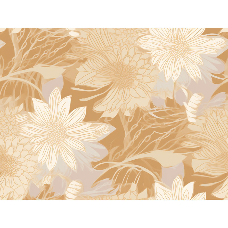 Motif floral de rideaux de fenêtre dorés - 6020, L 40 po x L 82 po