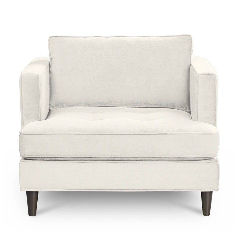 Upholstered Armchair, Bella White Performance Velvet