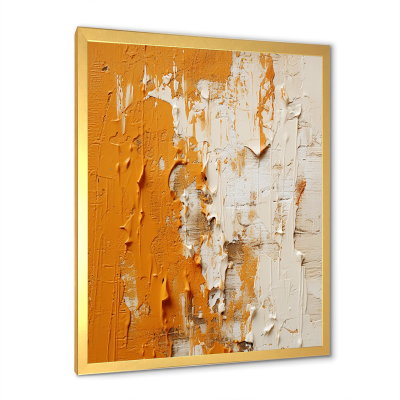 «Sunset Reverie Collage II - Abstract Collages», art mural, Cadre doré simple, H 44 po x l 34 po x P 1,5 po
