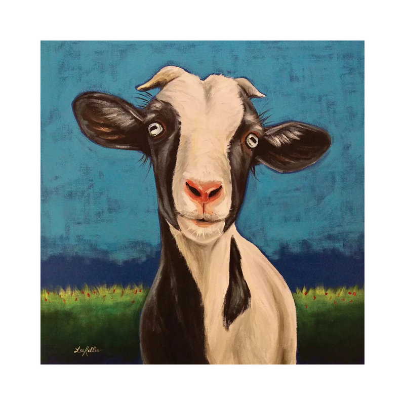 Luna The Goat - Wrapped Canvas Painting, 45.72 cm H x 45.72 cm W x 3.175 cm D