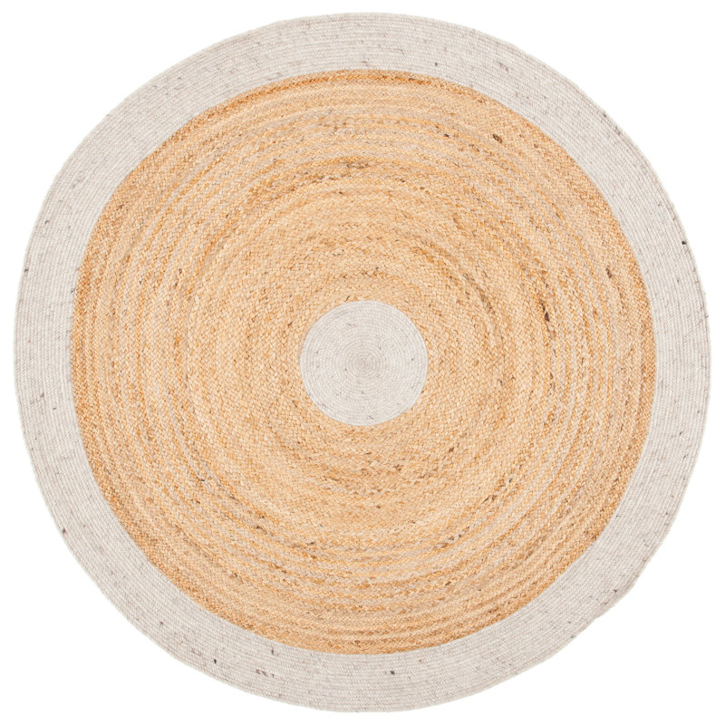 Marino Hand Woven Jute/Wool/Cotton Rug in Natural, Round 4'