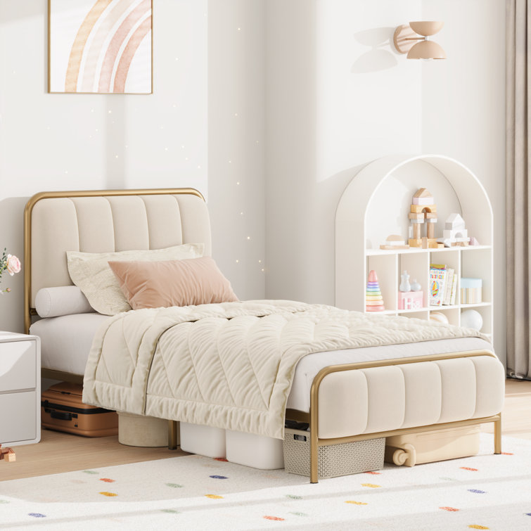 Gia Upholstered Platform Bed with Velvet Headboard